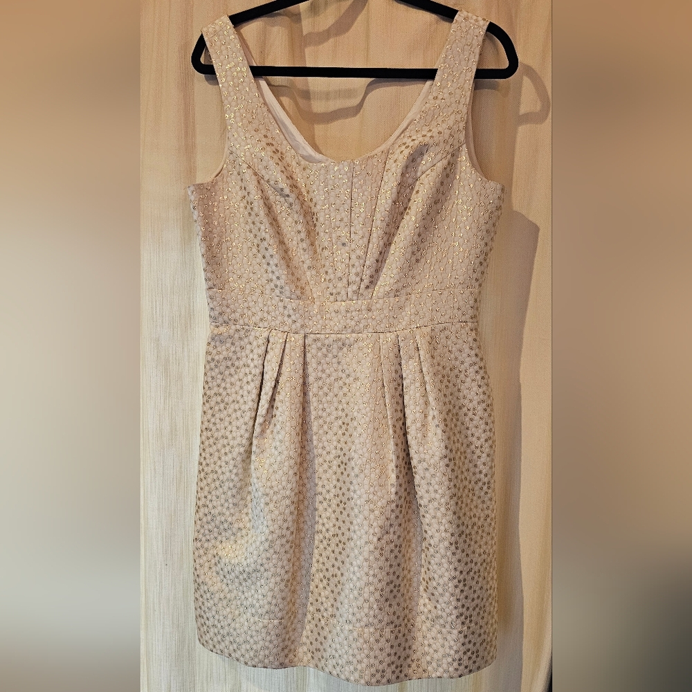 Elegant Gold And Ivory Dot Party Dress